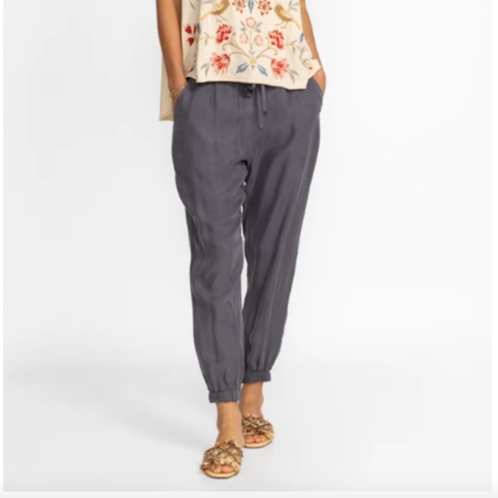 Poetry silk zipper ankle grey joggers